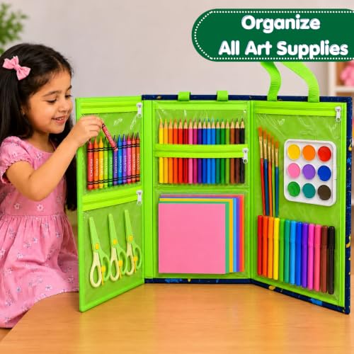 Image of Cocomoco kids Portable Art Folder & Drawing Easel for Kids 4+ Years Old Boys & Girls Convertible and Portable Art Organizer with Storage Compartments and Drawing Board (Single Pack)