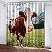 LucaSng Küchengardinen Modern Landschaft Kuh Wiese Berg Ösenvorhang Kinderzimmer Schlafzimmer Wohnzimmer Gardinen Vorhang 2Er Set 117x183 cm(B x H)
