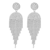 Uacife Silver Elegant Rhinestone Crystal drop Chandelier Long tassel Dangle earrings for Women Girls