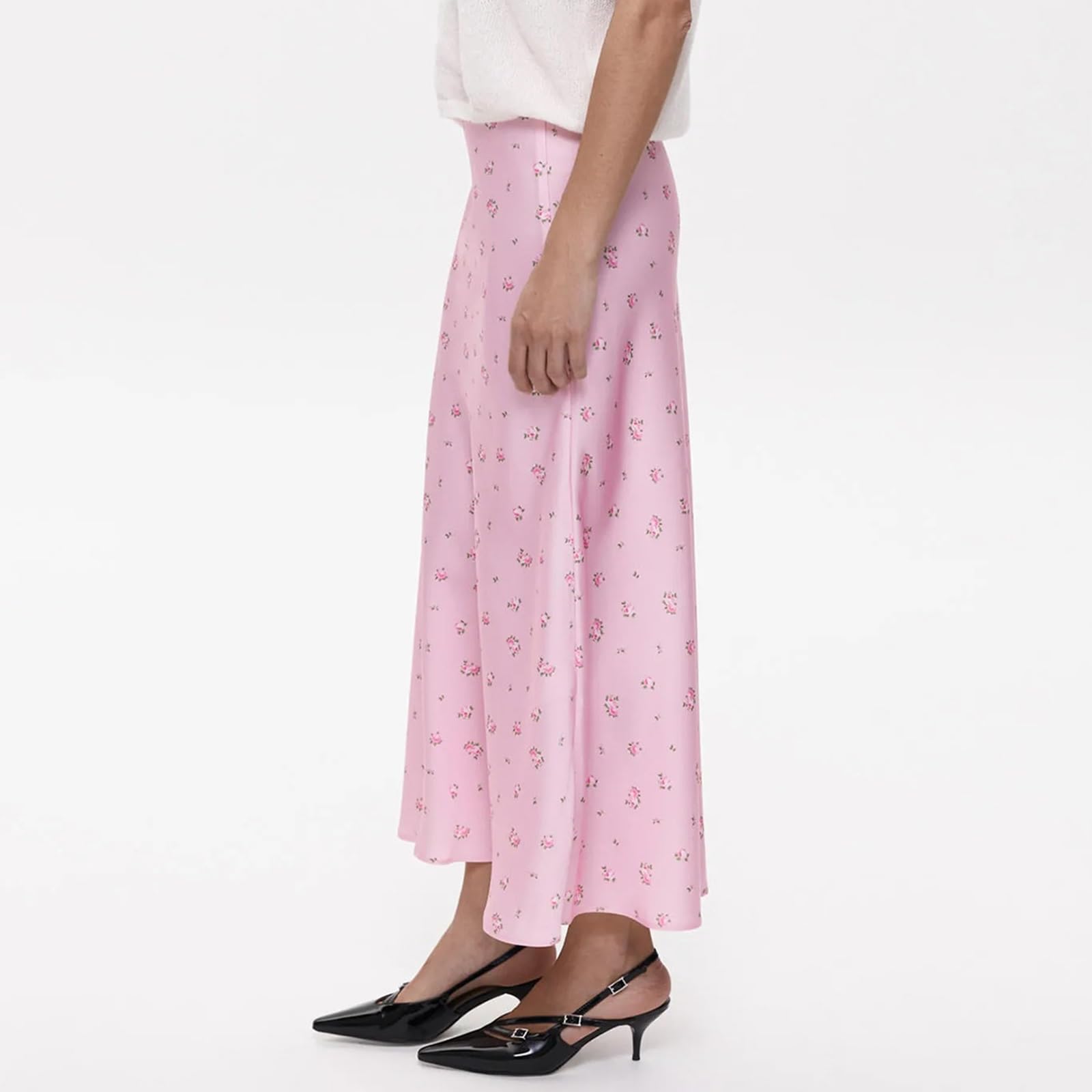 Gonna Lunga Da Donna In Raso Stampa Floreale,Gonne Midi Fluide A Trapezio | Abiti Aderenti Estivi, Gonne A Sirena A Vita Alta, Vacanze Al Mare, Estate, Outfit Concerti Country