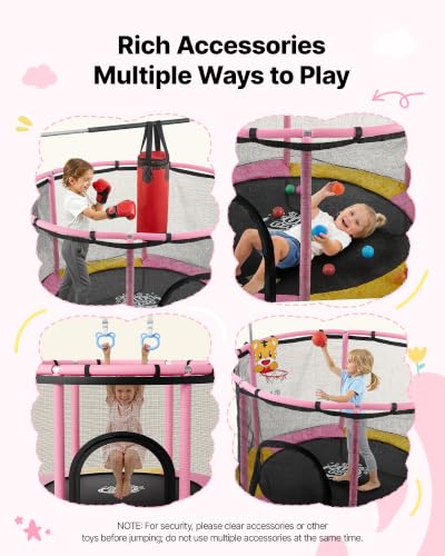 Image of VEVOR 3 /4.6 /5 FT Trampoline Indoor /Outdoor Trampoline for Toddlers, Foldable Mini Baby Jump Toy with Foam Handle, Recreational Trampolines Birthday Gift for 3+ Years Kids