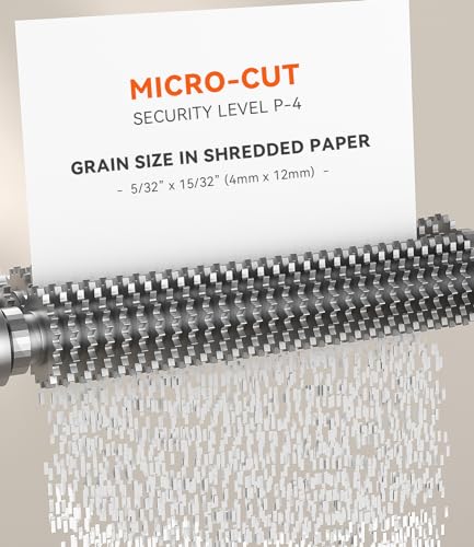 Heavy Duty Paper Shredder Micro-Cut High Security Level P-4/12 Sheets 10-Minutes Running Time/AUTO Reverse/ 5.3-Gallon Pull Out Bin, Anti-Jam & Quiet Shredder for Office Home