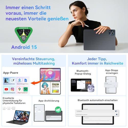 TABWEE W90 Android 15 Tablet 11 Zoll - 24GB RAM+256GB ROM, FHD Großes Display Gaming Tablet, Dual 4G LTE+5G WiFi, Octa Core T615… – Ansicht 2
