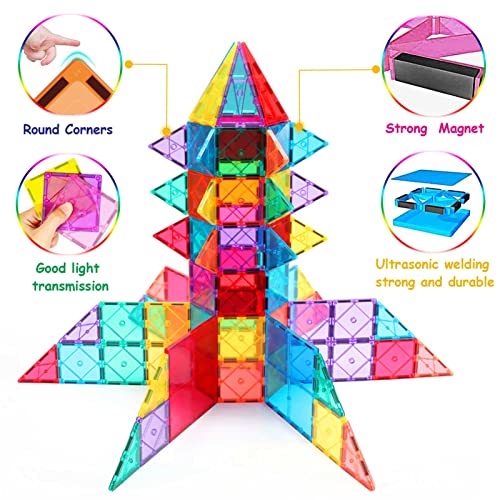 Kids Magnetic Tiles Toys- Paradise 3D Magnetic Building Blocks Tiles Set For Kids Age 3+ Year Old Boys And Girls Creativity Construction Toys For Christmas, Birthday, Gifts, 60 Pieces #TOP3
