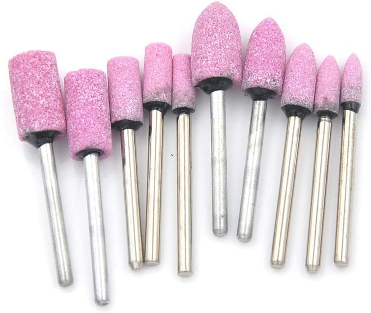 ABST15131 Abrasive 10Pcs Grinding Wheel 1/8 Shank for Dremel Corundum Pink Mounted Stone Rotary Tool - (Type: Pink)