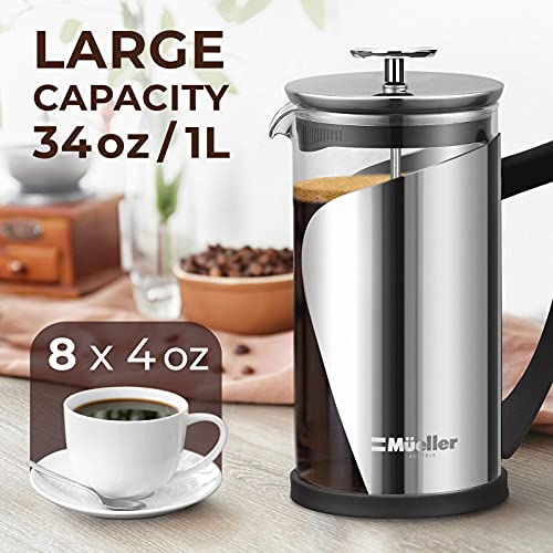 Mueller French Press Coffee, 20 Heavier Duty Stainless Steel Frame