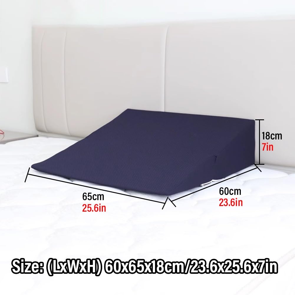 cuña antireflujo adulto Almohada de cuña para dormir/reflujo ácido/post cirugía de hombro, Espuma de memoria Almohada de cuña de cama para ancianos/adultos, plegable Almohada triangular elevada ( Colo