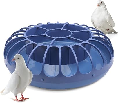 Pigeon Feeder Food Dispenser Large Capacity Leakage Trough for Pigeon Parrot Chicken Duck Bird Quail Geese Poultry Dia 17.7", 24 Holes