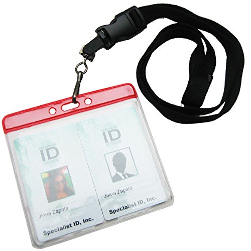 Extra Large (4 1/2 x 3 1/2 Insert) horizontal badge Holders avec barre de couleur rouge par Specialist ID, vendu à l'unité