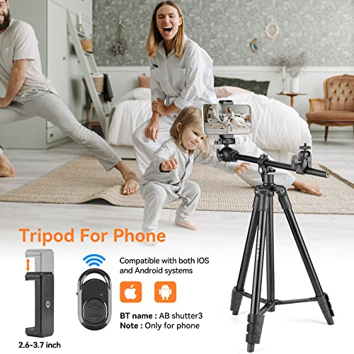 Phosnova 68" Cell Phone Tripod,Overhead Camera Tripod Stand With Remote,360° Rotation Horizontal Extendable Arm Iphone Stand For Recording/Webcam #TOP3