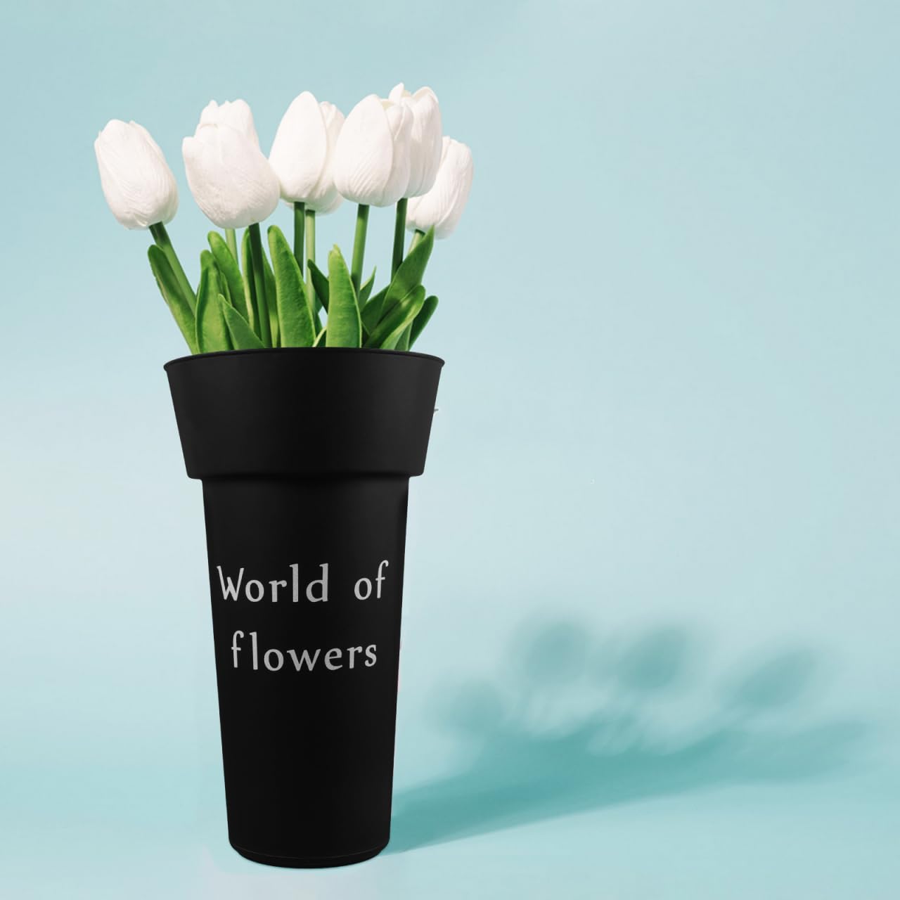 Amosfun Contenitore per Fiori Secchiello per Fiori Riutilizzabile Nero 2 Pezzi in Plastica Pp Non Facile da Deformare, Stile Moderno Semplice, per Casa e Balcone
