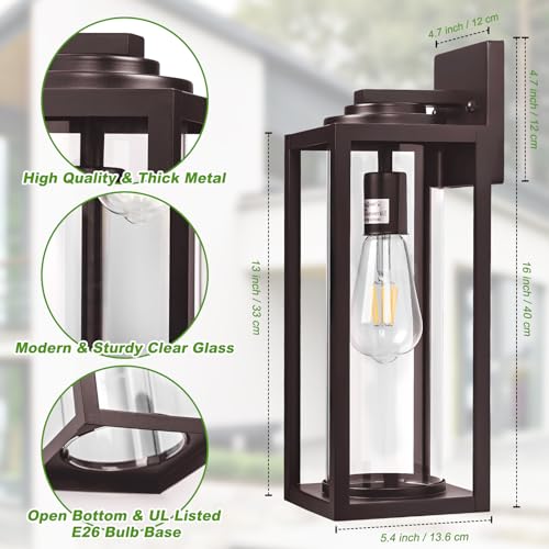 16inch-Large-Outdoor-Wall-Lights-2-Packs-Oil-Rubbed-Bronze-Exterior-Light-Fixture-with-Clear-Glass-Shade-Waterproof-Porch-Lighting-for-House-Farmhouse-Sconces-Lantern-for-Front-Door-Garage 16inch Large Outdoor Wall Lights 2 Packs Oil Rubbed Bronze Exterior Light Fixture with Clear Glass Shade Waterproof Porch Lighting for House Farmhouse Sconces Lantern for Front Door Garage