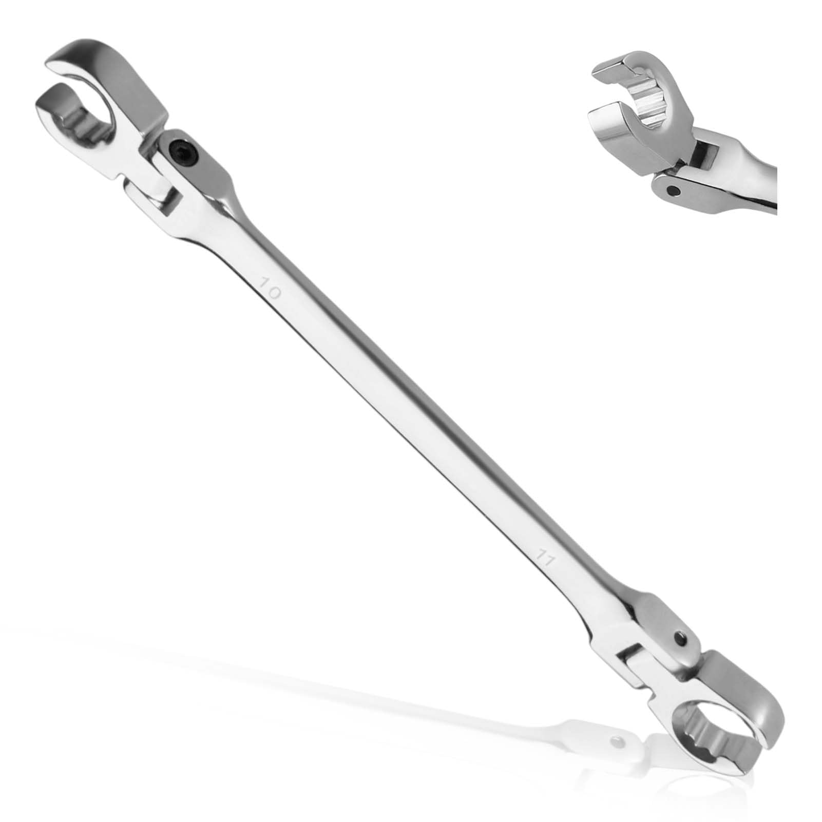 Flex Head Flare Nut Wrench 10 * 11mm Flare Nut Wrench Set Metric Flare Tool Double Flexible Flare Nut Line Wrench Flare Tool Flex Tools 40Cr for Automotive Repairs Plumbing Repairs