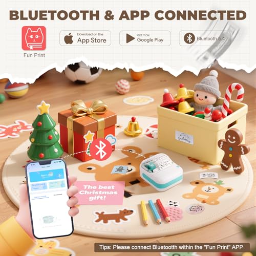 Image of B3 Label Maker, Bluetooth Thermal Label Printer with 6 Rolls Printing Paper, Portable Mini Sticker Printer Supports 12-57mm Papers for Notes, Home, Office, Photos, Compatible with iOS & Android