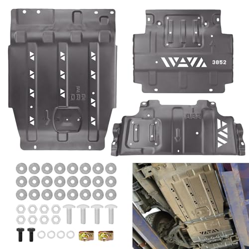 YEHERIT Manganese Steel Full Skid Plate Package with Front Transmission Skid Plate Compatible with...