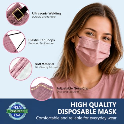 Disposable Face Masks For Adults, 4 Ply, 50 Pack, FSA And HSA Eligible_desvips.com