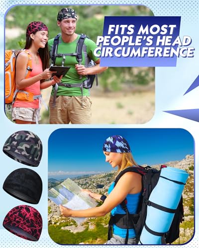 Image of 9 Pcs Cooling Skull Cap Camo Liner Sweat Wicking Lightweight Cycling Cap Running Hat for Men Women