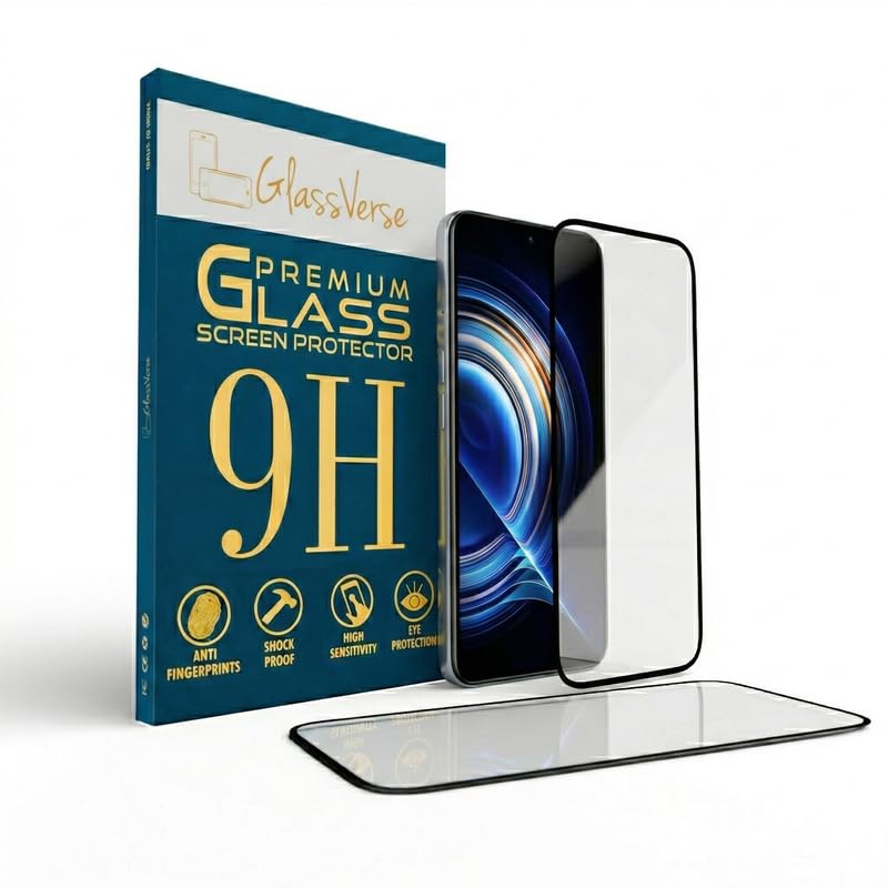 Image of GlassVerse PureView Tempered Glass for Redmi K50 | Crystal Clear, 9H Hardness Screen Protector, Edge to Edge, Case Friendly, Hassle-less Installation Kit Included. (Pack of 2)