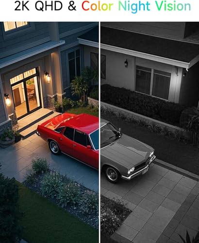 Image of ELECCTV 2.4&5ghz WiFi Solar Security Cameras Wireless Outdoor,2K QHD Home Security System, 4 Cameras Kit with 130 Ultra-Wide View, 2-Way Talk, IP65,Color Night Vision, Spotlight & Siren (4, White)