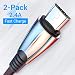 AINOPE Micro USB Cable Charger Android [2 Pack/6FT] Fabric Braided Cord Fast Charging Compatible with Samsung Galaxy S7, S6,J7 Edge Kindle Note 5 LG PS4 and More[High Speed Sync]-Black