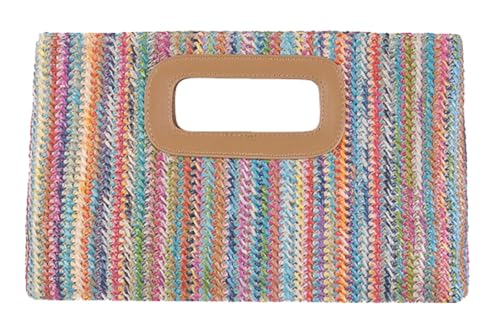 Image of Women Top Handle Handbag Chain Crossbody Bag 2026 Summer Raffia Straw Clutch Beach Vacation Evening Square Purse