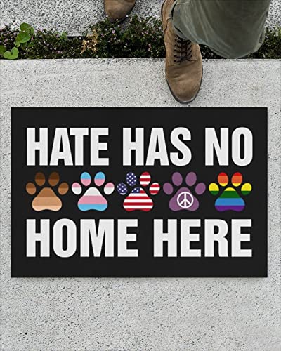 PuseTaer Indoor Entrance Welcome Mat Hate Has No Home Here Funny Door Mat (30 X 18 inch) Non-Slip Rubber Back Doormat Decor for Bathroom Kitchen Front