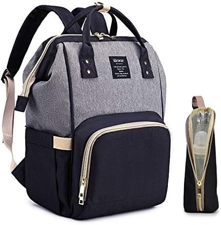 QIMIAOBABY Changing Bag Backpack Waterproof Travel Baby Diaper Bag, Stylish Large Capacity Nappy Backpack with Changing Mat and Stroller Straps
