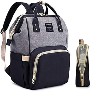 QIMIAOBABY Changing Bag Backpack Waterproof Travel Baby Diaper Bag, Stylish Large Capacity Nappy Backpack with Changing Mat and Stroller Straps