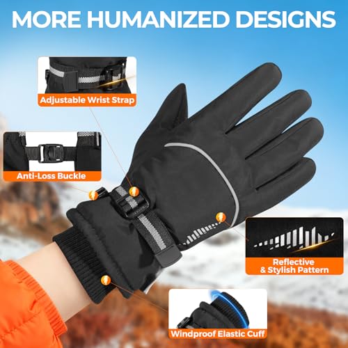 Image of rivmount Winter Waterproof Ski Snow Warm Gloves for Women Men, Windproof Cold Weather Thermal with Touchscreen Fingers, for Running Driving Cycling Hiking Biking Outdoor Sports Daily Work