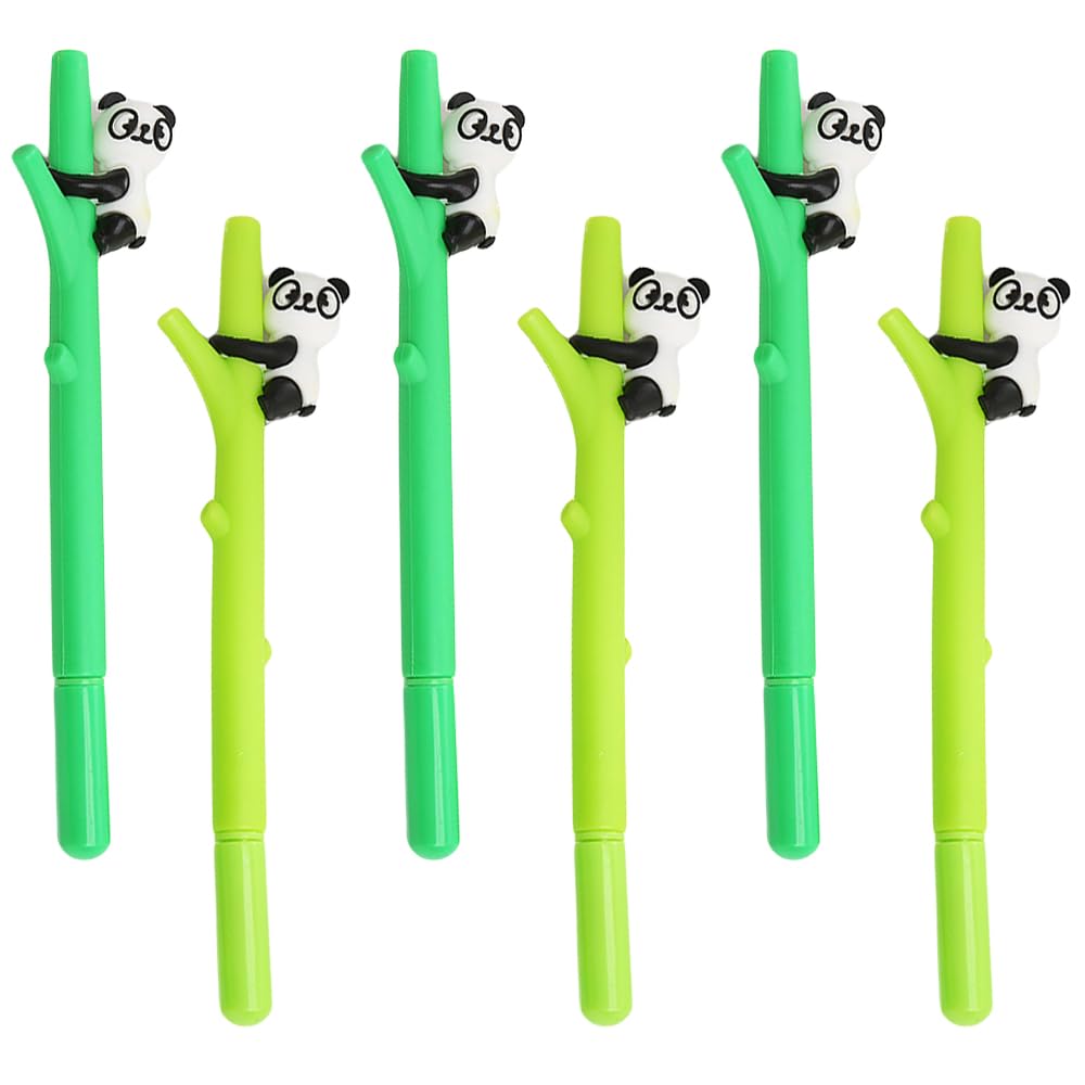 JKJF 6 bolígrafos de punta redonda de panda con tinta de gel de panda para escribir artículos de papelería de la escuela, oficina, 0,5 mm, color negro