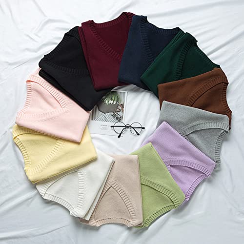 Blostirno B09SC3KQMV_CA NARF Women’S Sweater Vest V Neck Jk Uniform Kint Vests Solid Classic Sleeveless Pullover Sweaters Tops thumb #4
