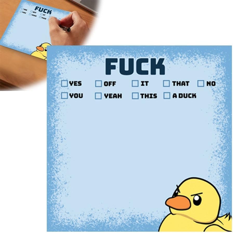 Funny Duck Sticky Notes, Funny Work Stickers for Adults, Funny Fuck Stationery Note Pads, Sticky Notes Fun, Hilarious Novelty Notepads Gag Gift for Coworkers, Office Supplies (A-1PCS)
