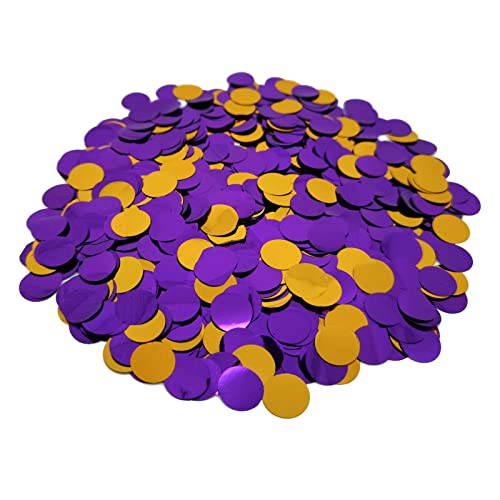 Image of Purple and Gold Foil Confetti, Round Dots Foil Glitter Table Confetti, Sparkling for Birthday Wedding Party Decoration (1.5 cm, 1.76 OZ)