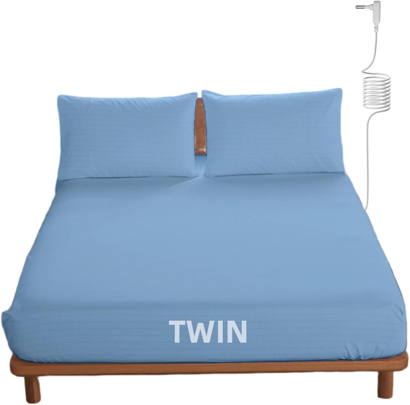 OKOHEY Grounding Fitted Sheets with 15ft Earthing Cord, Twin Size, 90% Organic Cotton + 10% Silver Fiber, Soft & Breathable Grounded Sheet for Better Sleep and Enhanced Wellness, Light Blue