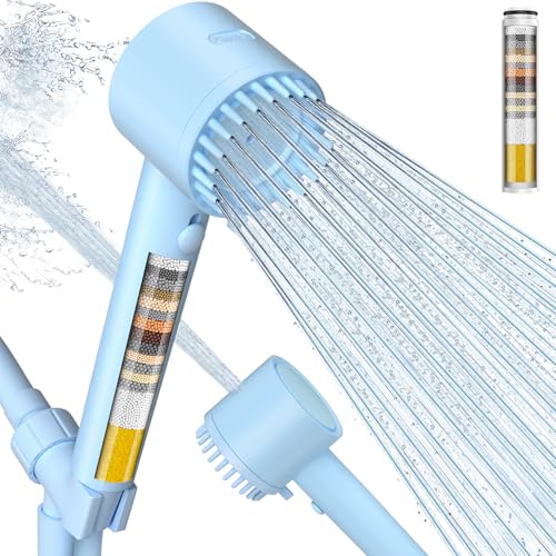 Image of Filtered Shower Head with Handheld, Showerhead with Filters Blue