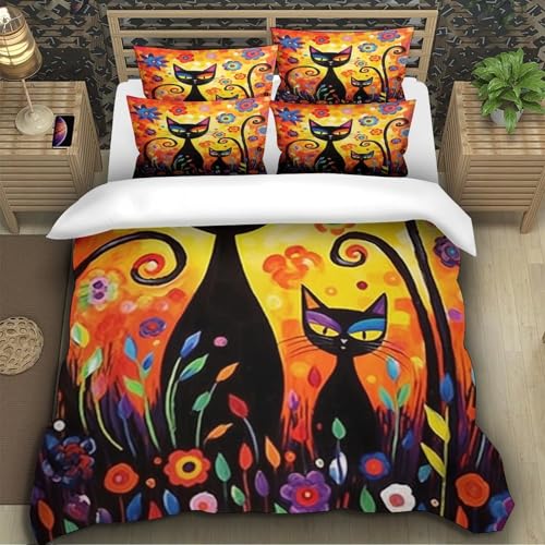 Housse de couette microfibre chaton mignon parure de lit enfant 3D - 5