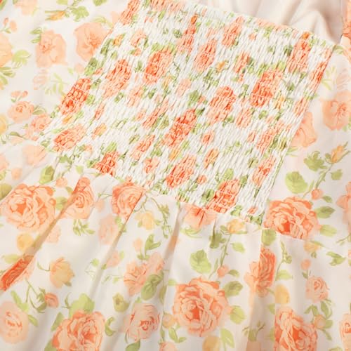 Image of Belle Poque Sun Dresses for Women Spring Summer Floral Midi Flowy Spaghetti Ruffle Wedding Guest Tea Party Dress