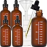 HUIZHU 5PCS 120ml Amber Glass Dropper Bottles Liquid bottling Refillable Bottles Dispensing bottle w