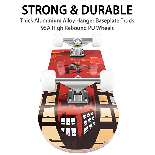 image for CAROMA Skateboard for Beginners, 31 inch 7 Layers Maple Deck Pro Skate