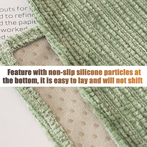 Okyuk Soft Chenille Sofa Couch Cover Non Slip Sectional Couch Cover Sofa Slipcovers Striped Weave Textured Washable Furniture Protector For Kids, Pets (Green, 70 * 180Cm) #TOP2