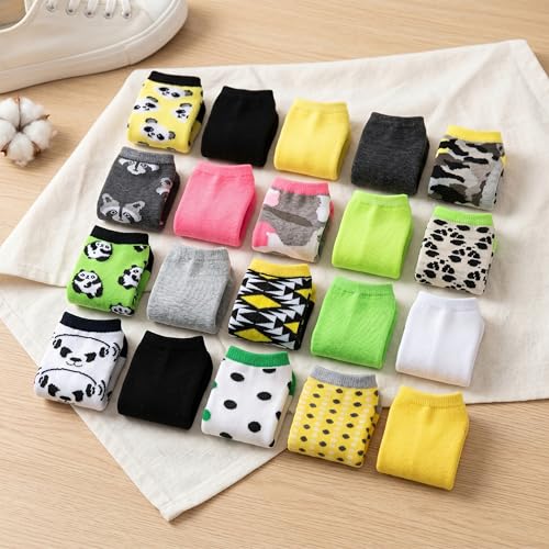 Image of Tipi Toe Women's & Girls 20 Pairs Colorful Patterned No Show Socks For Women Size 9-11