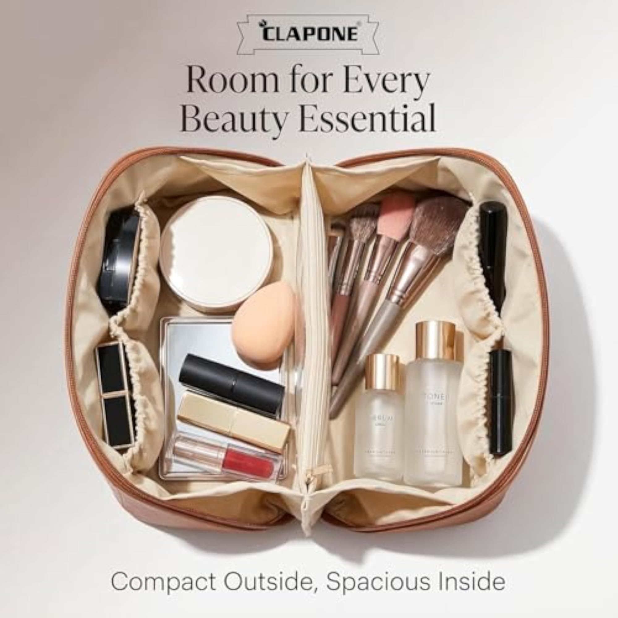 Cosmetic Travel Bag Makeup Storage with Handle and Divider