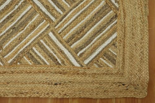 Tapis à tissage plat en jute bicolore pour intérieur et extérieur chic - 8