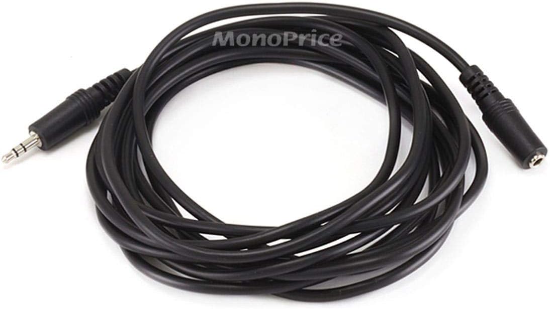 Monoprice 6ft 3.5mm Stereo Plug/Jack M/F Cable - Black