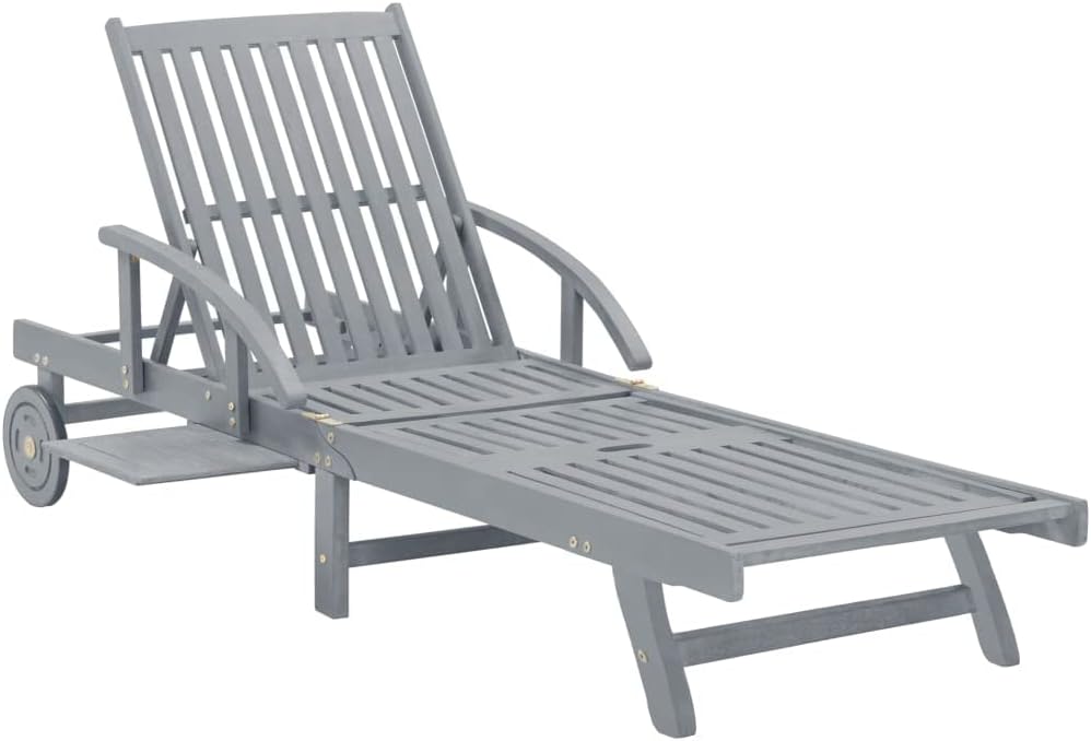 Patio Sun Lounger with Cushion,Outdoor Lounge Chairs,Sunbathing Recliner,Sunbathing Chair,Garden Sunlounger,Sun Lounge Bed,for Beach,Patio,Backyard, Solid Acacia Wood