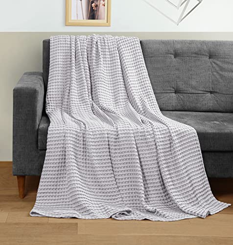 Image of Utopia Bedding 100% Cotton Waffle Weave Blanket King Size for Bed - Lightweight, Breathable Summer Blankets Soft and Cozy, Gifts for Women Home Room Decor (Silver, 90x108 Inch)