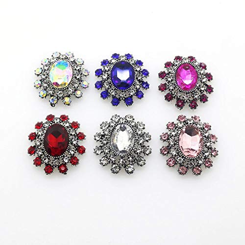 New Vintage 10Pcs (Mix 10 Color) Glass Crystal Rhinestone Button Flatback Embellishment For Hair Flower Center Diy Craft Decor #TOP5