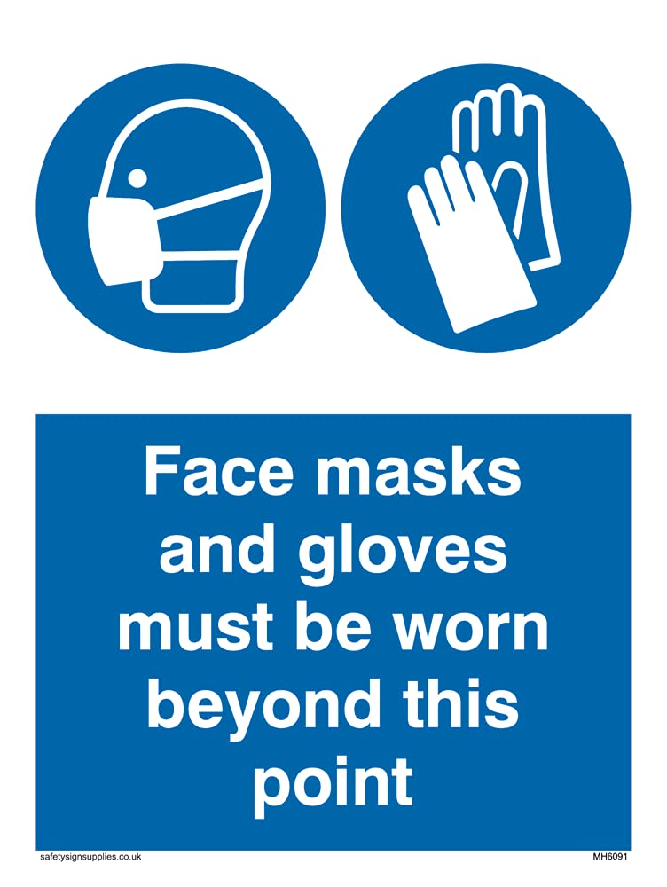 Pack of five - Face masks and gloves must be worn beyond this point Sign - 150x200mm - A5P