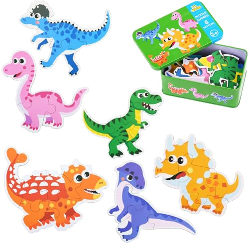 Juegos De Mesa, Video On Demand Tucorresi Rompecabezas de Dinosaurios - Rompecabezas de 6 Piezas Juego de Juguetes Educativos,Rompecabezas de 27 Piezas Juego, Aprendizaje Preescolar...