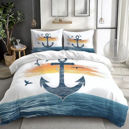 CozyRest Sets de Housse de Couettes Parure de lit Imprimé Mer Coucher de Soleil Motif, pour 1 Personnes, 90 x 190 cm Polycoton Housse de Couette et 1 Taies...